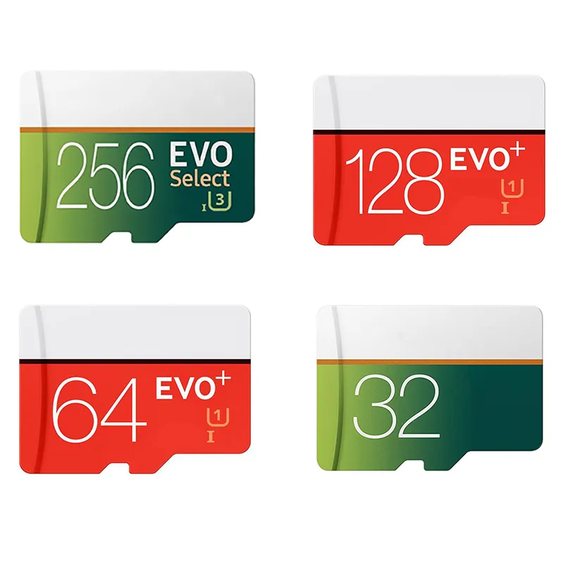 EVO Välj vs EVO plus 256GB 128GB 64GB 32GB MEMORY TF-kort U1 U3 höghastighetsklass 10