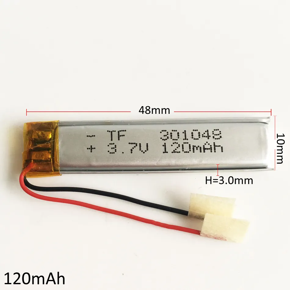3.7 V 120 mAh Li-polímero LiPo Bateria Recarregável 301048 com PCM borad poder Para mini speaker Mp3 bluetooth GPS Gravador de DVD fone de ouvido