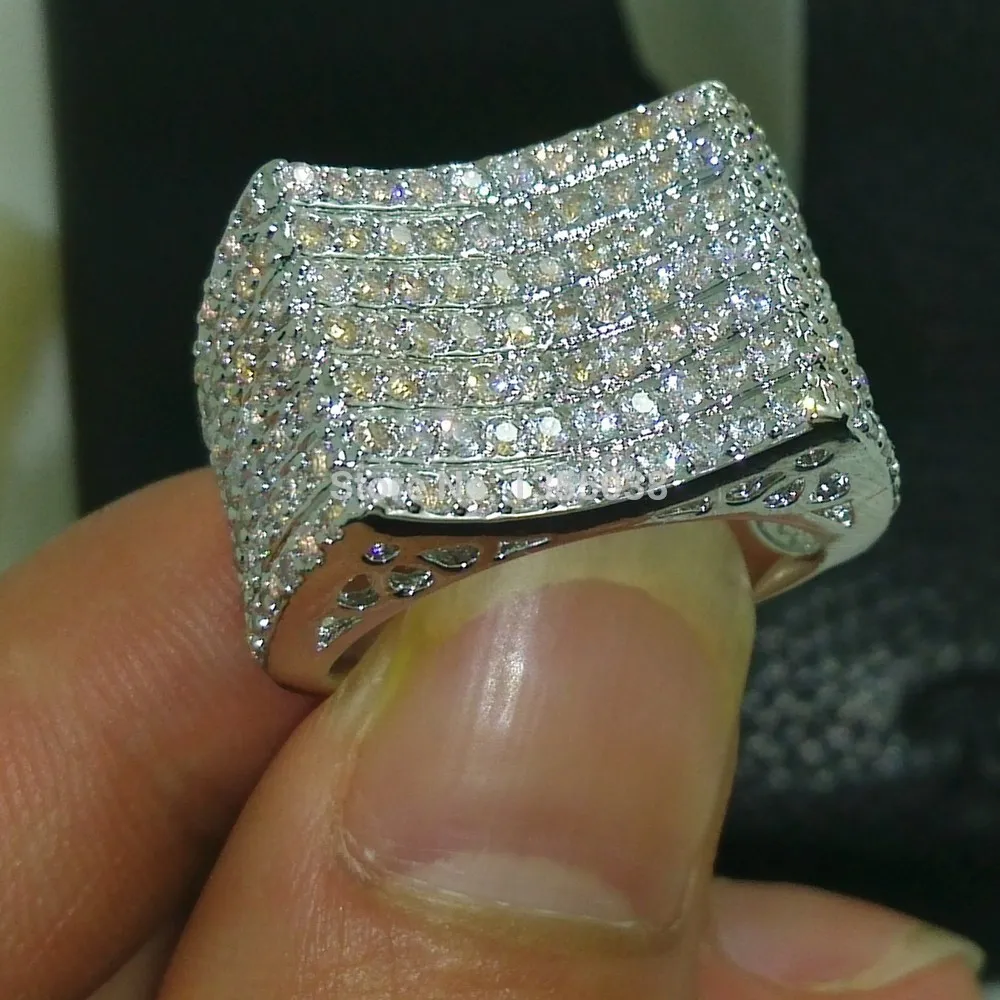 Gioielli di moda Majestic Jewellery Gemma 5A Zircone pietra 10KT White Gold Filled Wedding band Ring Sz 5-10 Spedizione gratuita