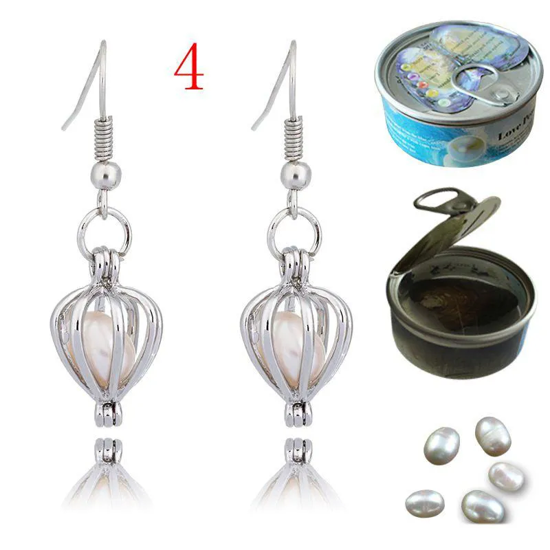 Silver Tone Pearl Cage Pendant Earrings With Butterfly Turtles Dolphins Design Fashion Hollow Locket Jewelry With Oyster Pearl