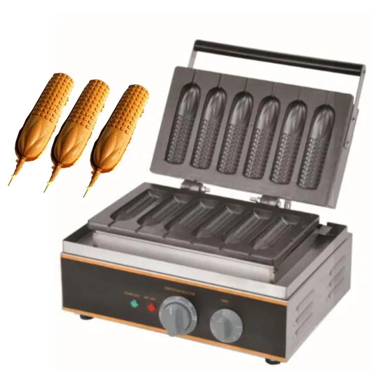 Commercial não-vara elétrica 6 varas de milho mafina máquina de muffin industrial waffle fazendo máquinas de cachorro de milho