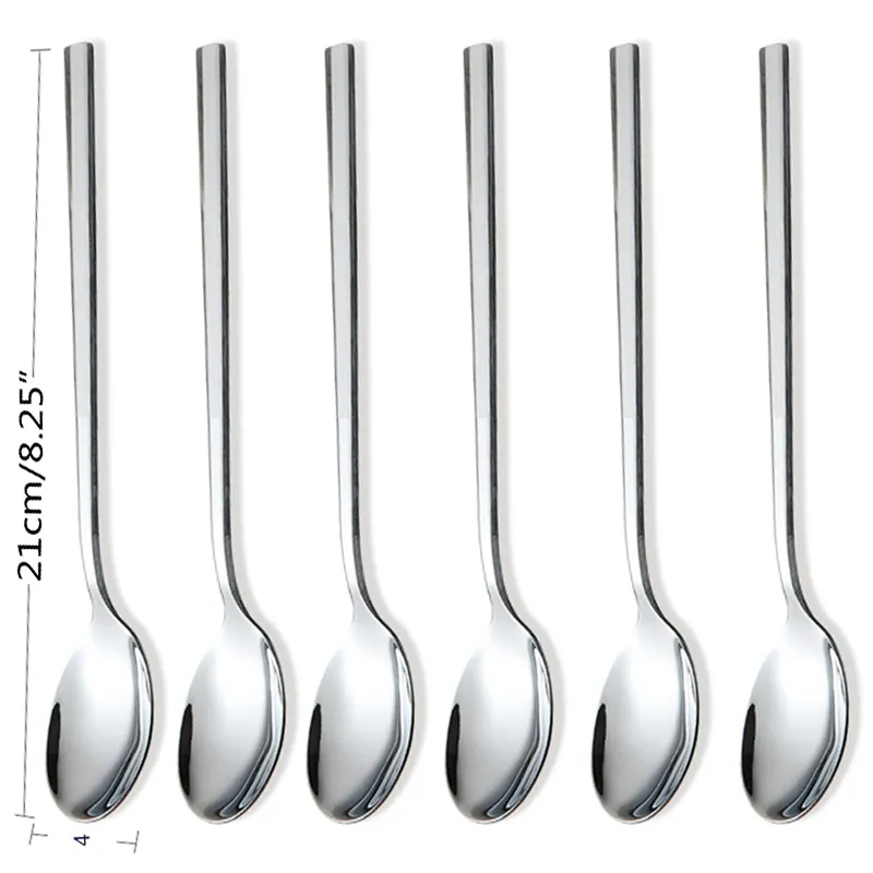 Eco Friendly Stainless Steel Dinner Spoons Long Handled Teaspoon Coffee