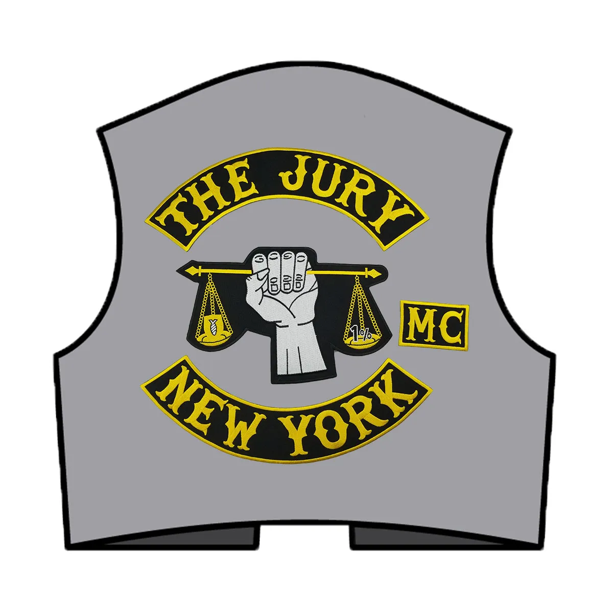 Vente chaude Coolest the Jury New York Motorcycle Club Vest Outlaw Biker MC Couleurs Patch Livraison Gratuite