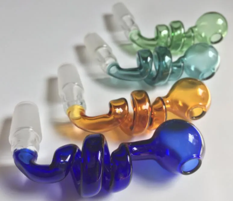 Nyaste böjd pyrex glas oljebrännare rörglas skål hink glas rökning rör 14mm manlig fog för dab riggar vatten bong