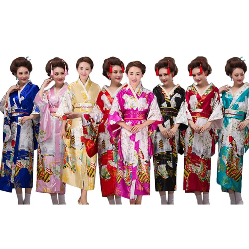 Japanese Kimono Traditional for Women Clothing 2018 Japan Dress Cherry Blossom Viewing Photography Ancient Costume 140-178CM