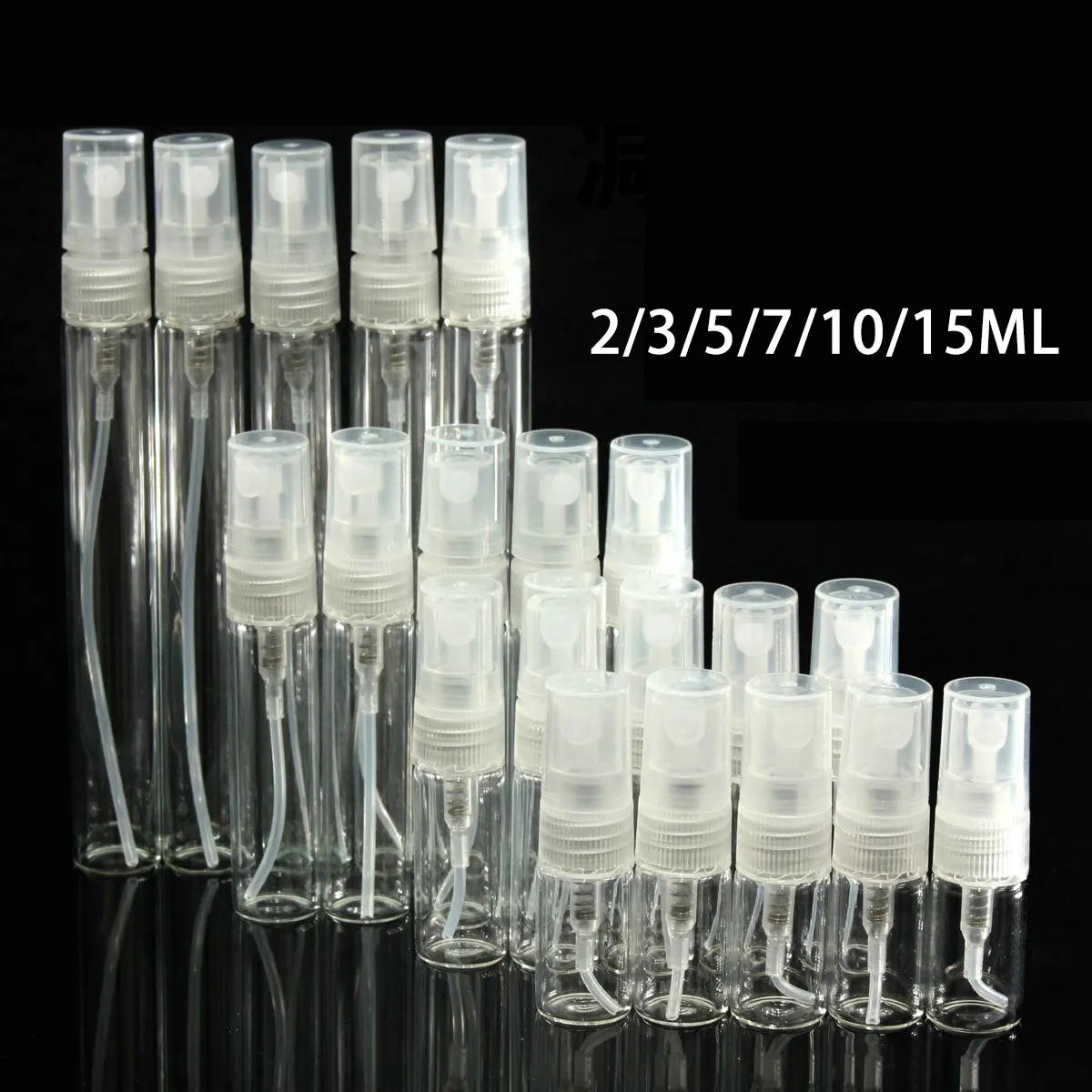 2/3/5/7/10 / 15ML Mini Clear Glass Refillable Духи Pump Spray Bottle Форсунка Слейте Cosmetic подарок образца контейнера