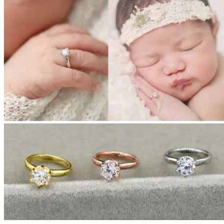 Pasgeboren Baby's Fotografie Props Faux Diamond Ring Baby Schieten Foto Prop Sieraden Foto Accessoires-M20