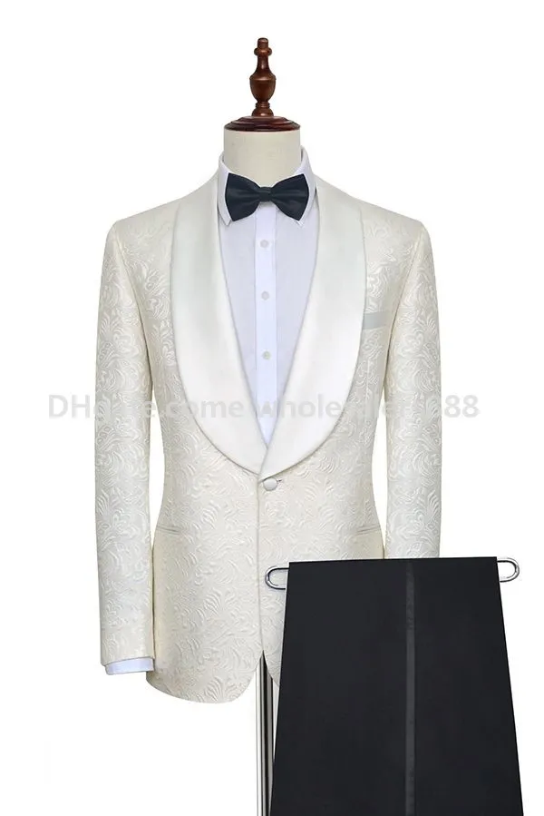 Ivory ~ Cream ~ Off White 3 Piece Shawl Lapel Tuxedo Suit Vested Men's Suit 100% wool Super 150's main image 1