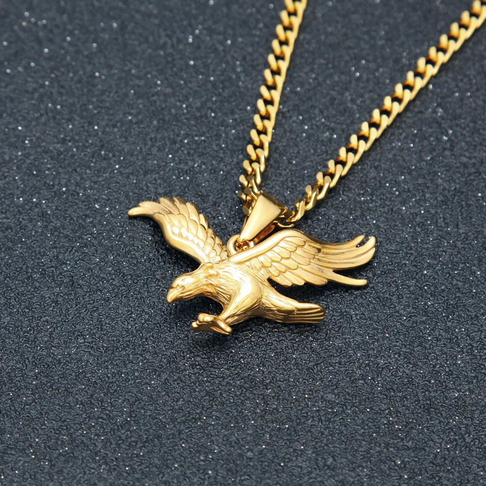 Nya Dapeng Wings Eagle Pendant Halsband Lucky Animal Figure Hip Hop Men smycken charm smycken med Chain281m