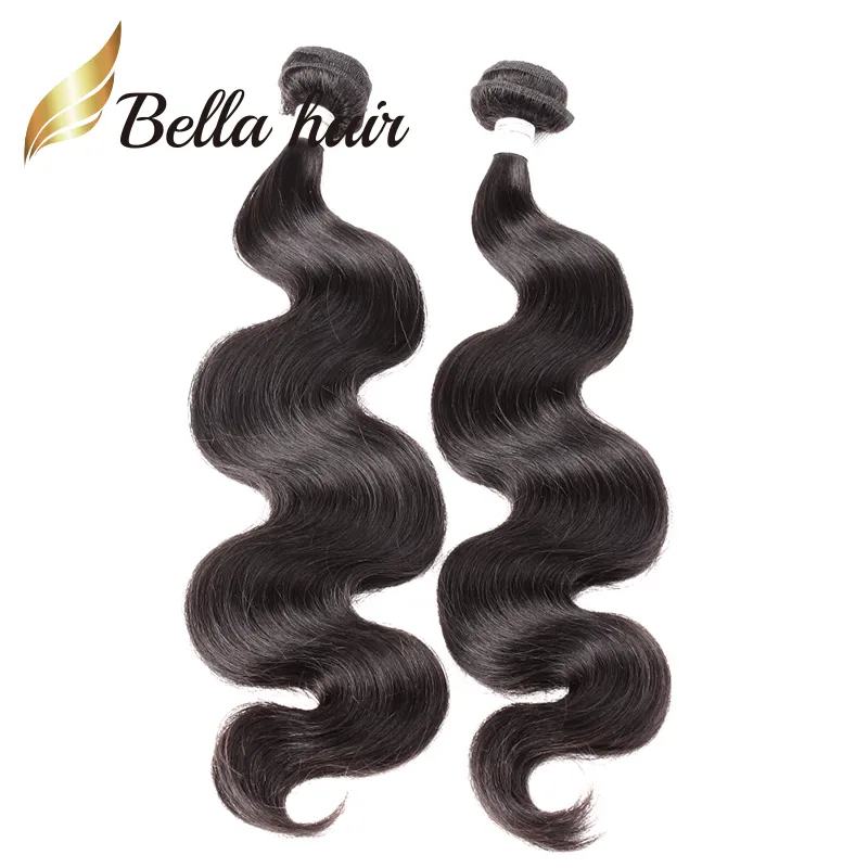 Bella Hair® Sınıf 9A 10 ~ 24Inch Işlenmemiş Brezilyalı Bakire Saç Uzatma Vücut Dalga Doğal Renk 2Bundles Örgüleri