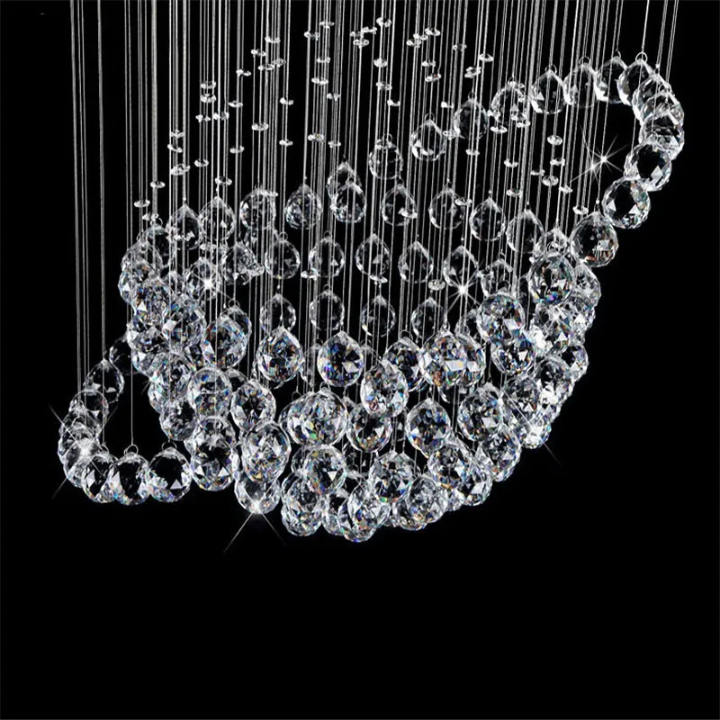 Modern Round K9 Crystal ljuskrona Lighting Raindrop Flush takljus trappa hängande ljus fixtures hotell villa kristaller boll form lampa