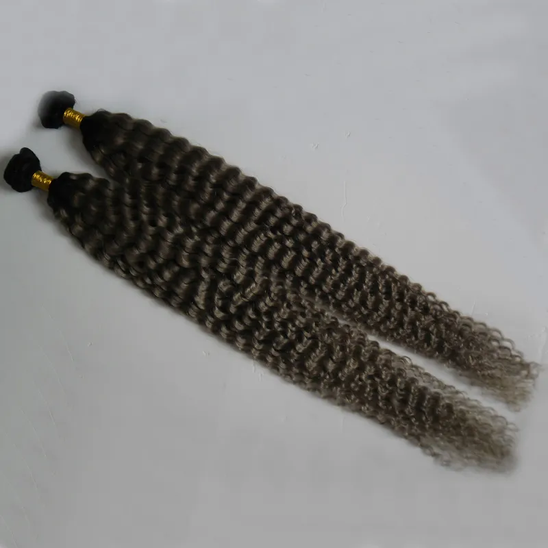Ombre Gray Hair Weave Braziliaanse Kinky Curly Bundels 100% Menselijk Haar Weaving 2 Bundel Deals Remy Hair Extension