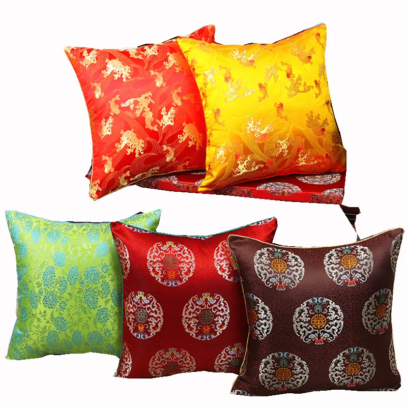 Custom Colorful Floral Christmas Large Pillow Cushion Covers Decorativo per la casa Copricuscino di lusso Federa per cuscini in raso di seta vintage