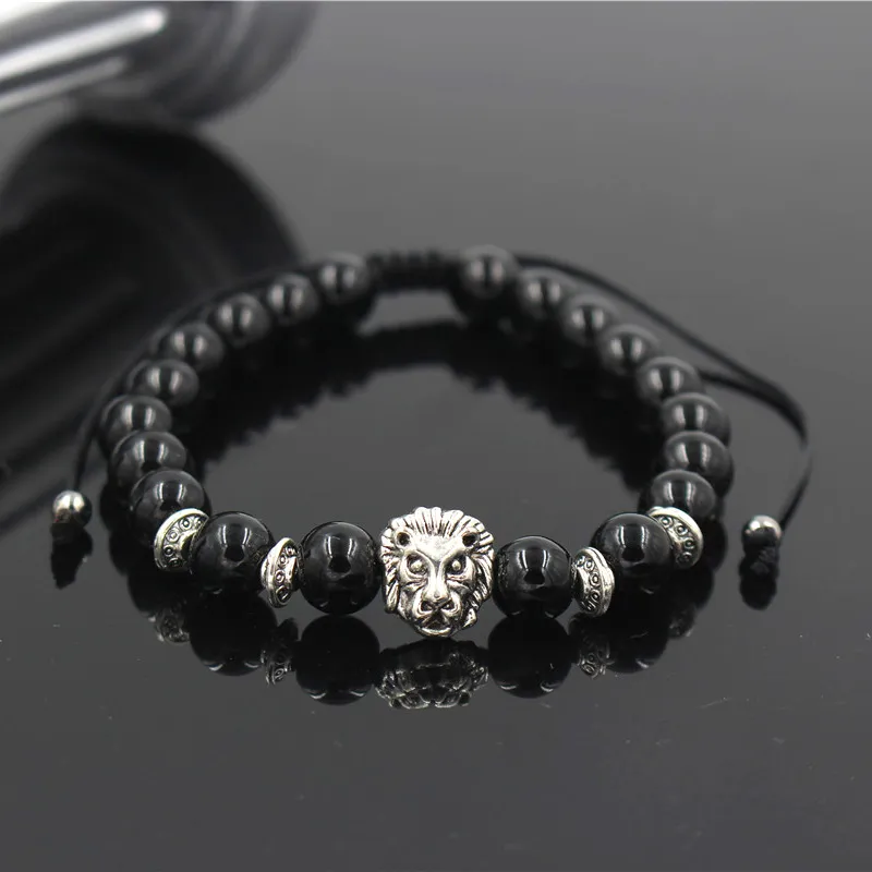 Braiding Lion Stone Beads Armband för kvinnor Pulseira Masculina Män Smycken Feminina Bileklik Elastiska Braclet Bijoux Mens