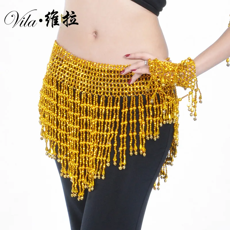 Grânulos De Prata de ouro Oriental Dança Do Ventre Bellydance Cintos de Sino Lenço de Quadril para As Mulheres Indiano Bellydance Cintura Stretch Cintura