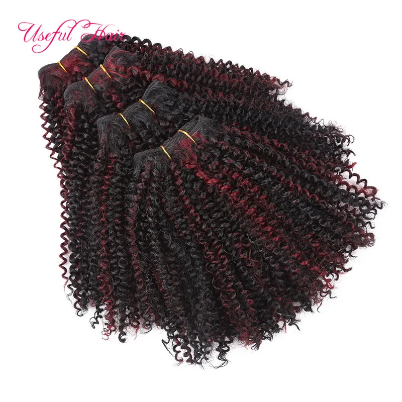 Kinky Curly Synthetic Hair Weave Bundles 200g 12INCH Brazilian Hair Buntlar Cuticle Airted Hair