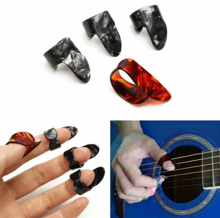 4 pièces/ensemble celluloïd 1 pouce + 3 doigts plectres de guitare gaine de plectres pour guitare basse électrique acoustique