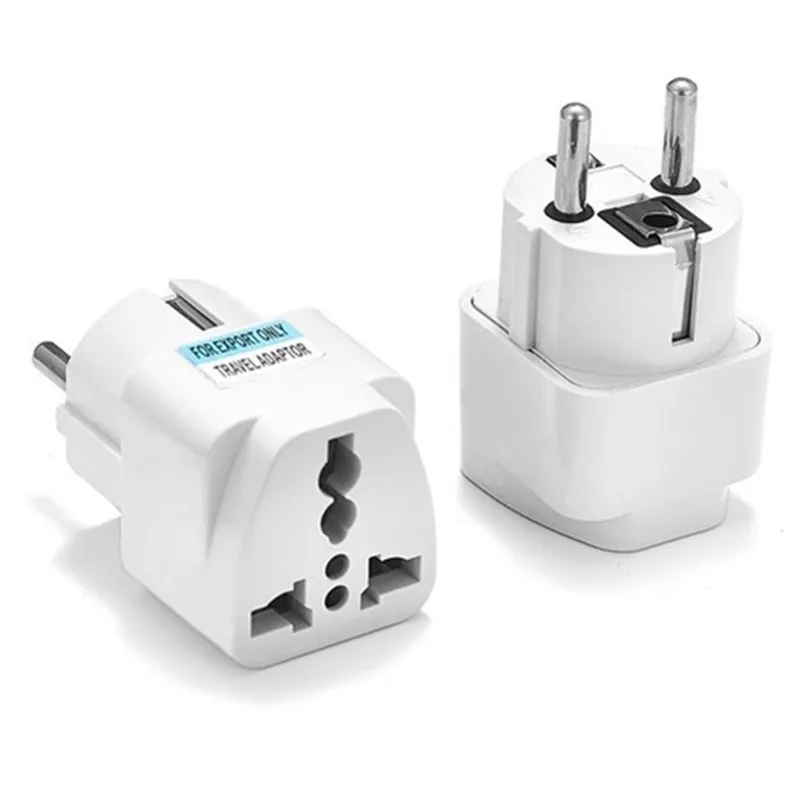 100 Pcs/lot Universal 2 Pin AC Power Electrical Plug Adaptor Converter Travel Power Charger UK/US/AU To EU Plug Adapter Socket