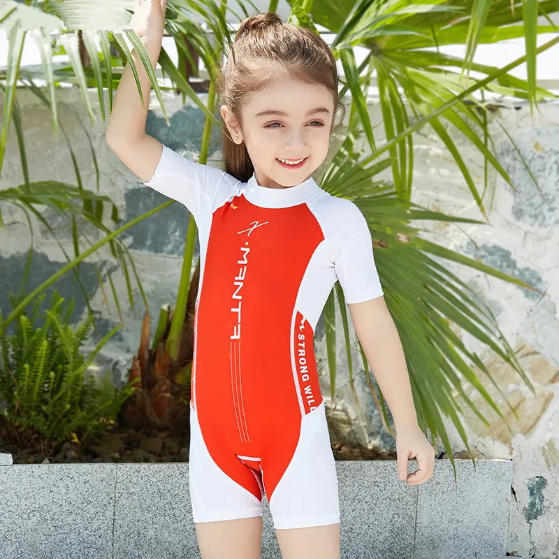 Crianças Swimwear 2018 Mais Novo Meninas Do Bebê Meninos Swimsuit Criança Verão Protetor Solar Swimwear Banho De Jumpsuit Manga Curta E Calça Traje Beachwear