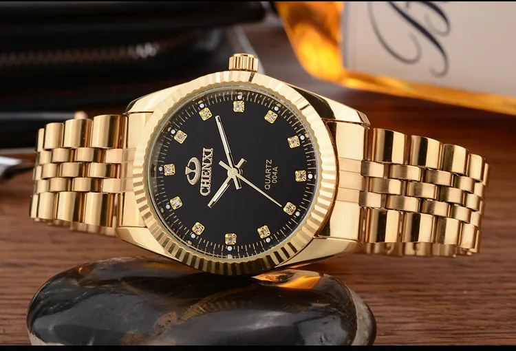 Mens gold stainless steel watch deals