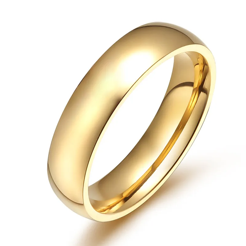 Trouwring 4mm Gouden kleur Domed Duidelijke 316L roestvrijstalen ring voor mannen en vrouwen Comfort Fit Hot Koop in de VS en Europa