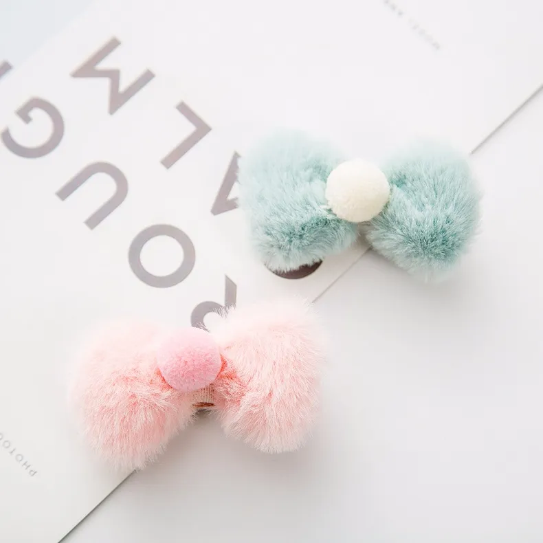 2018 Nya Baby Bows Hair Clips Höst Vinterull Söt Kids Hårstolar 10st / Lovely Pink Girl Hair Clips Mini Bows Clips