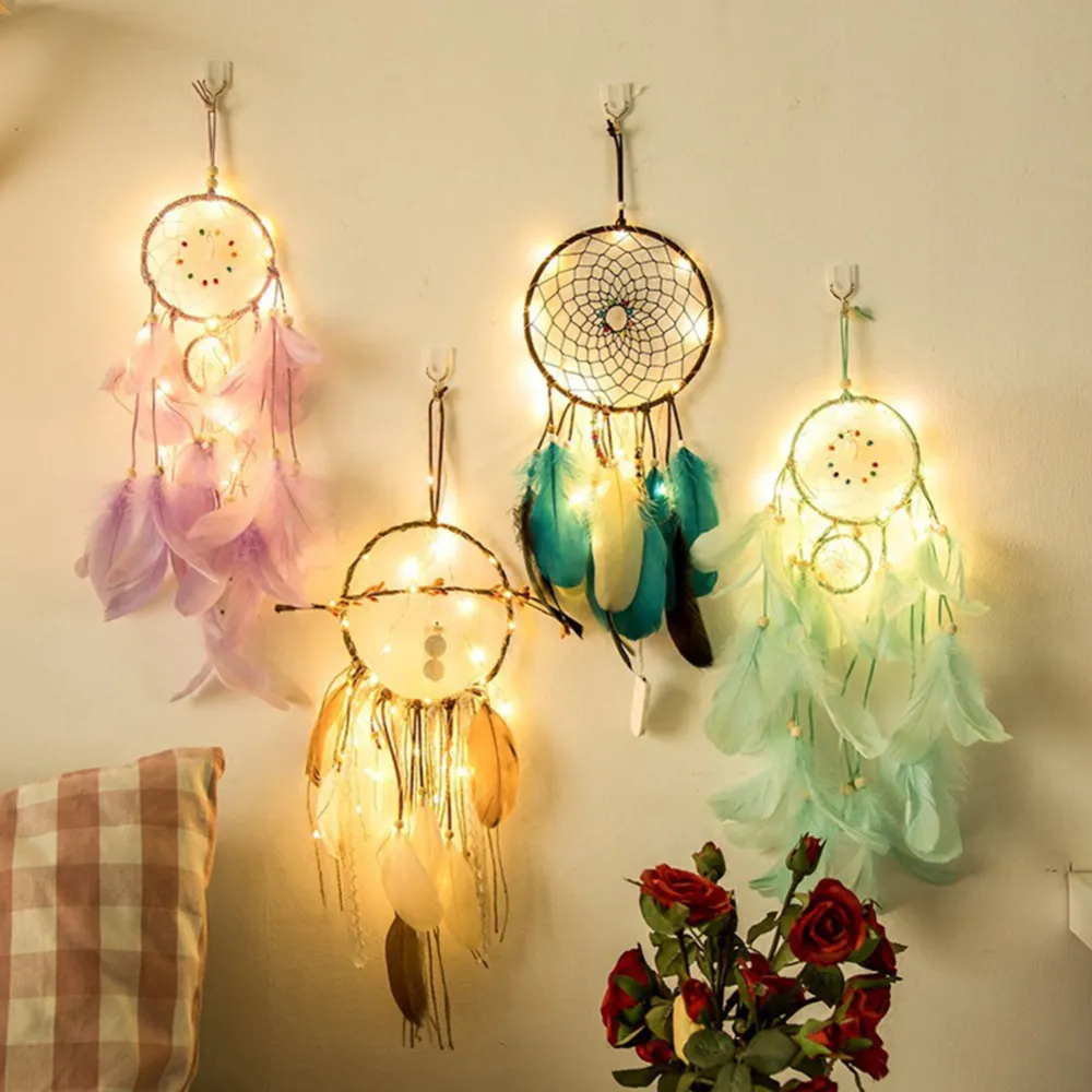 4 colors Dream Catcher Net ins LED String light DIY Indian Style Wind Chimes with shine Light Party Wedding Home Room Decoration