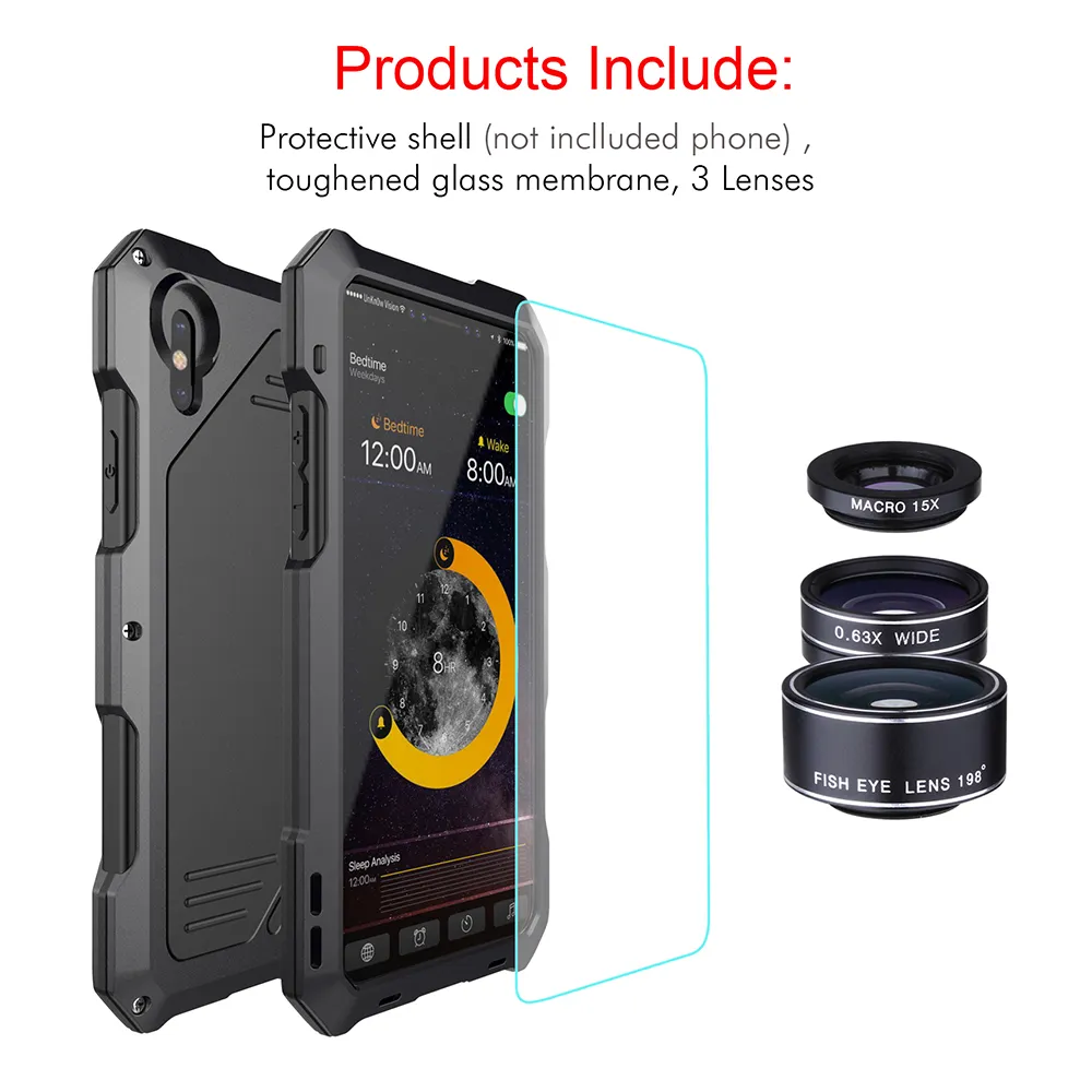 Telefonväska Lins för iPhone X Högt Kraft Skyddskal med 3 separat extern kamera lins vidvinkel fisheye makrocellslins