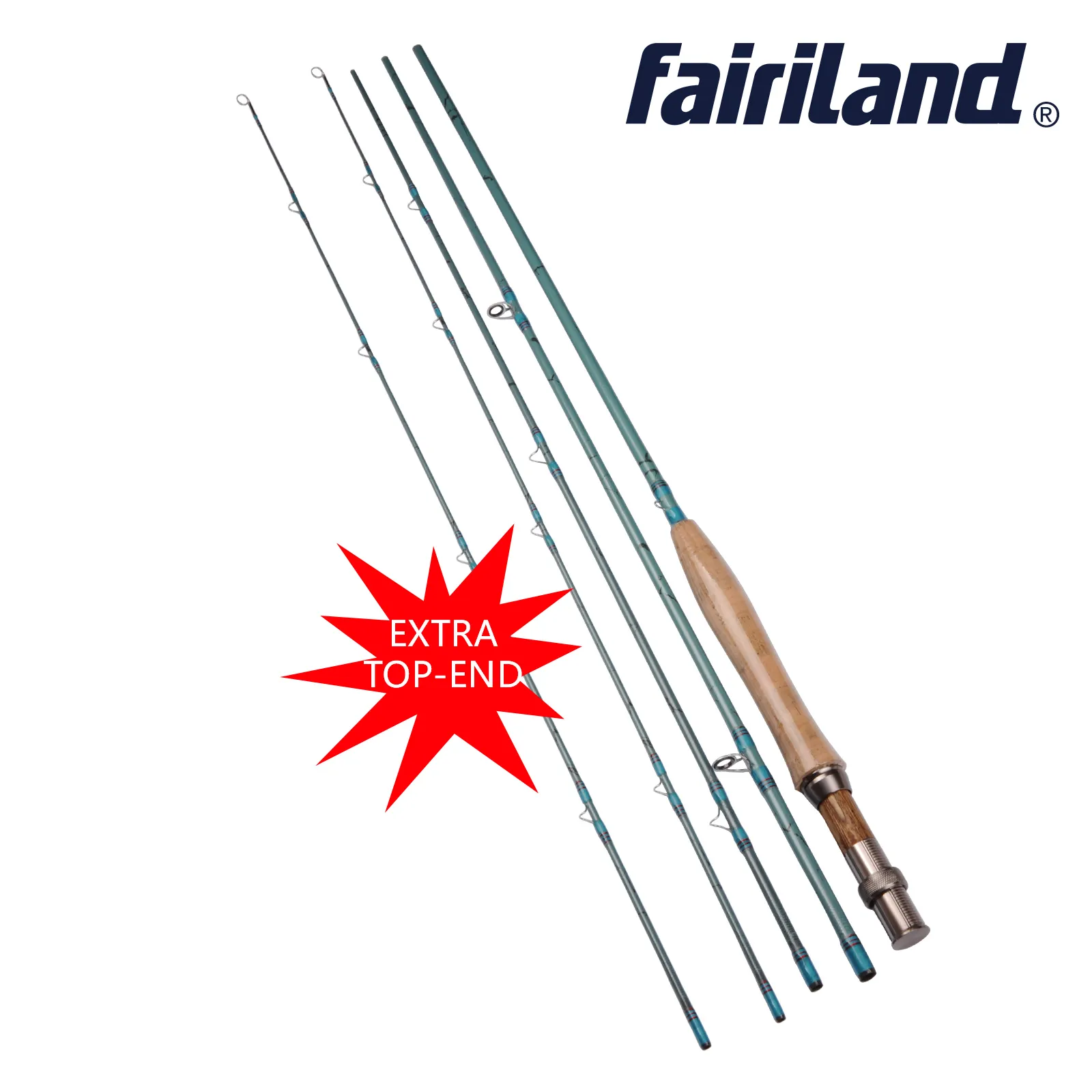 Canna da pesca a mosca Fairiland 9FT 2.7M 4 sezioni con punta extra superiore Canna da pesca 3/4 # Canna da pesca a mosca in carbonio Acqua salata/acqua dolce