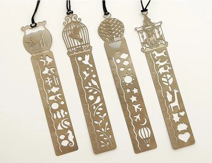 Metal Bookmark Ruler Set Decorative Bookmarks With Hollow Cute Fish ...
