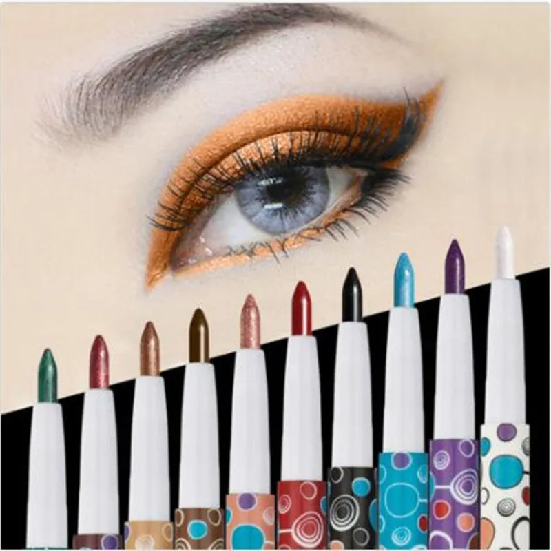 10 Kolory / zestaw kosmetyków kosmetyków Glitter Eyeshadow Ołówek Wodoodporna Kolorowa Makeup Pen Eyeliner Glitter Lip Eye Liner Ołówek Darmowa Wysyłka