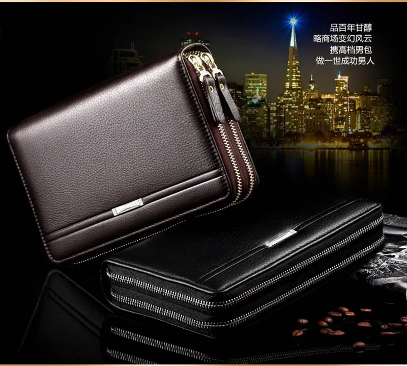 Zakelijke portemonnee mannen portemonnee clutch luxe portfolio geld clip munten pocket hoge capaciteit toevallige houders portefeuilles telefoon tas