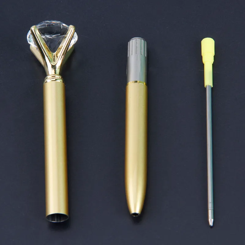 Crystal Glass Kawaii Ballpoint Pen Big Gem Ball Pens مع لوازم مكتبية كبيرة