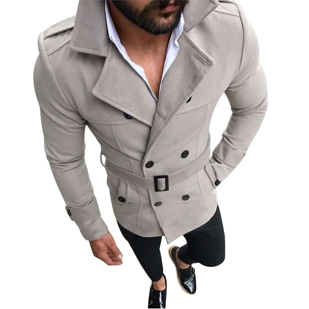 2018 Wool Mens Thicken Warm Long Sleeve Trench Coat Winter Casual Men Turn Down Collar Overcoat Manteau Homme