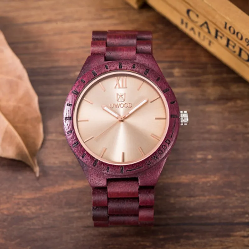 Nova marca superior uwood relógios de madeira masculino e feminino relógio de quartzo moda casual pulseira de madeira relógio de pulso masculino relogio2625