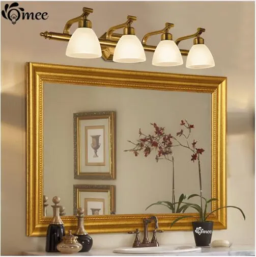 Vintage LED Glas Lampenkap Wandlichten, Amerikaanse Klassieke Badkamer Vanity Mirror Lampen Home Brons Binnen Wandverlichting