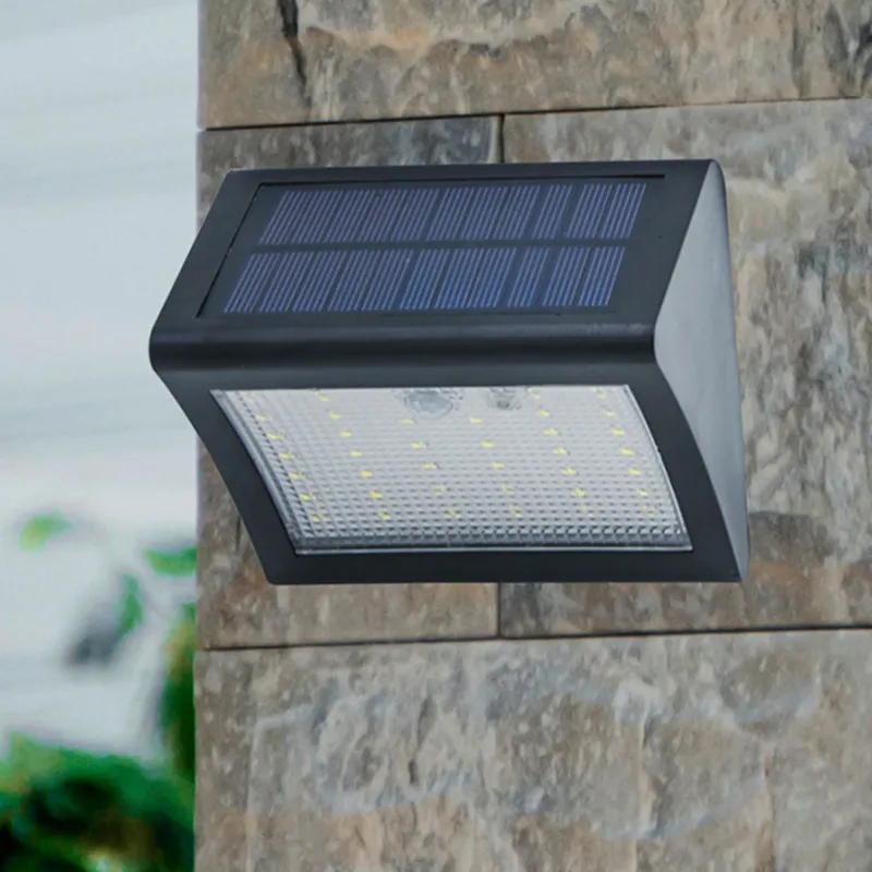 Applique a LED ad energia solare Luci di sicurezza impermeabili per esterni Sensore di movimento PIR Lampada da parete solare per giardino, patio, vialetto, ponte, scale