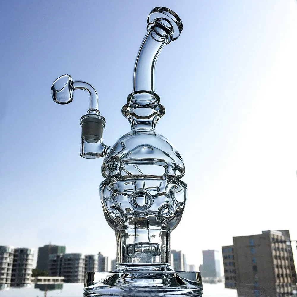 Fab Egg Glass Bong Showerhead Perc Water Bong Recycler Dab Rig Clear Oil Rigs Faberge Egg Water Pipe DHL Free MFE01