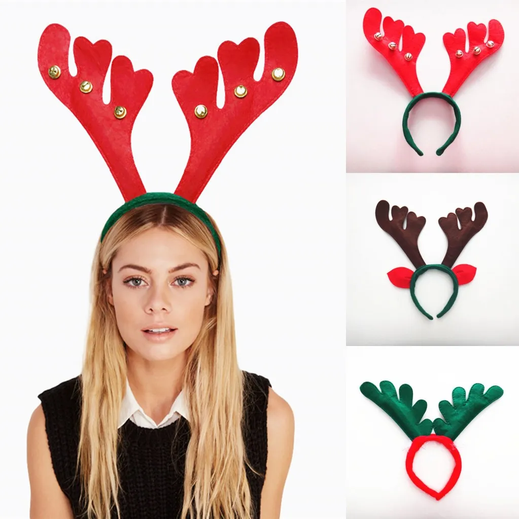 Julen Antler Hair Hoop Antler Hair Bands Red Non Woven Headband Xmas Party Födelsedag Hårhoppar Juldekorationer