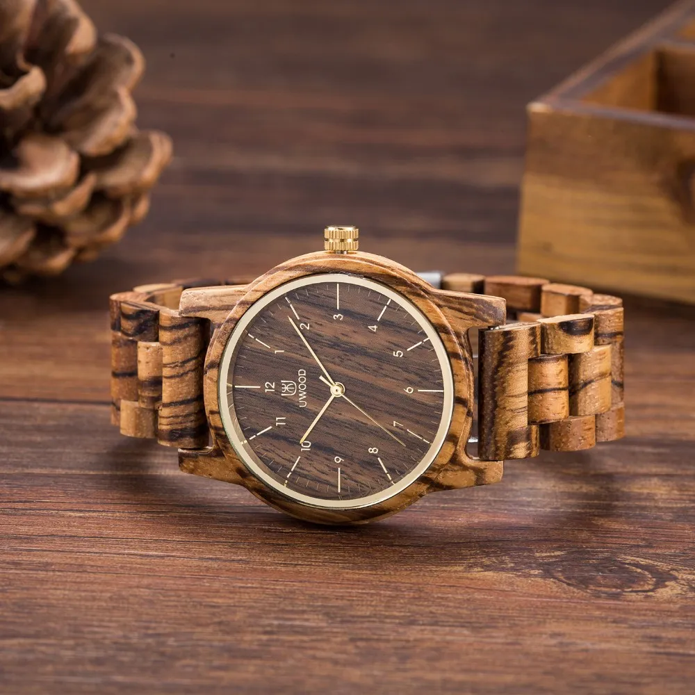 2018 Luxury Top Uwood Men's Wood Watches Men and Women Quartz Clock Fashion Casual Wood Strap Witch Watch Man Relogio277h