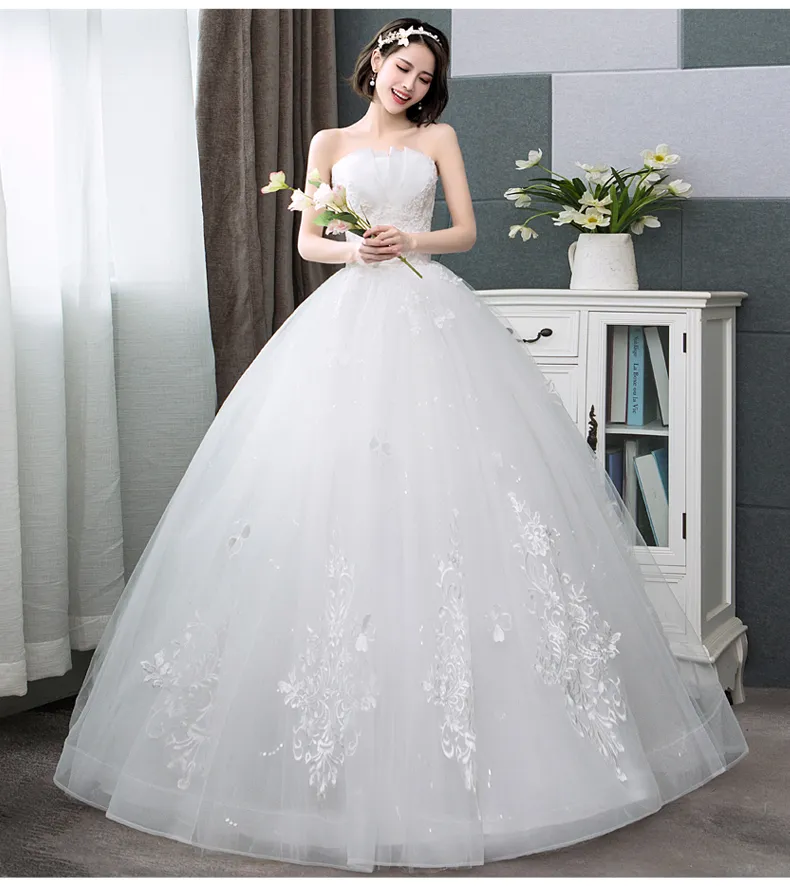 Chiffon-Gelinlik-Robe Mariage A-Linie Brautkleider Spitze Prinzessin Elegante Organza-Applikation Brautkleider Trouwjurk