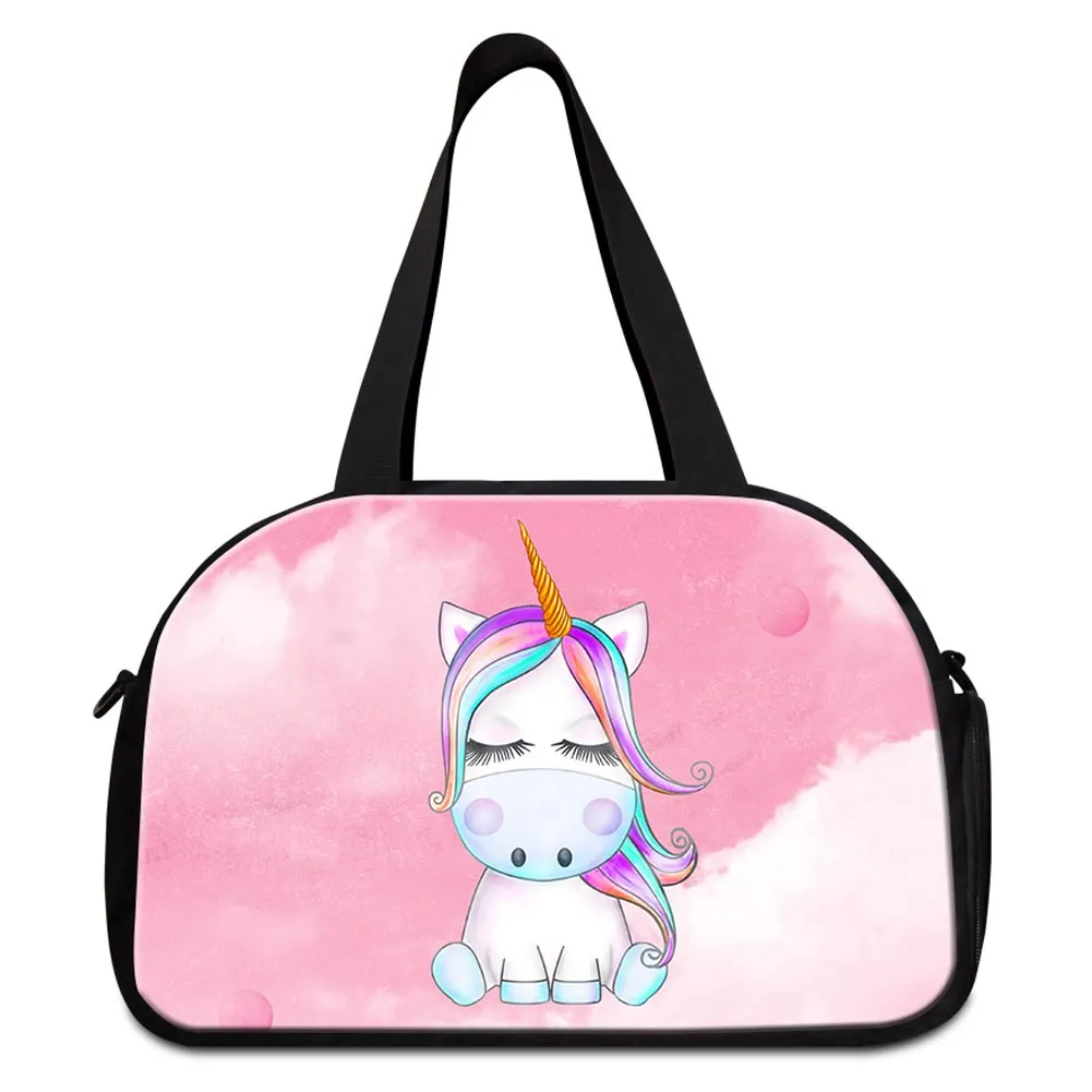 Sacs de voyage pour femmes Sac de sport imprimé animal licorne pour adolescentes Sacs à main polochon Femmes Packs de vacances en plein air Femme Week-end pendant la nuit