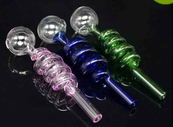 Colorful Twisted Glass Oil Burner Pipe Curved Twist Glass Oil Burners Balancer Water smoking pipes different color FTGHHH