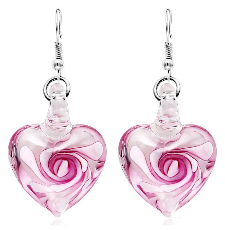 En gros 3 Couleurs Coeur Murano Verre Floral Dangle Boucle D'oreille De Mode Boucles D'oreilles De Luxe Designer Boucle D'oreille Designer Bijoux Big Hoop Boucles D'oreilles