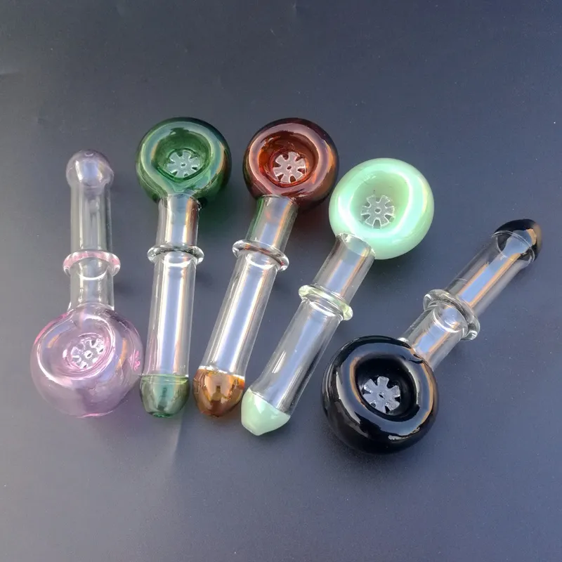 Le plus récent tuyau de cuillère en verre tuyau en verre épais 4,6 pouces coloré Pyrex tuyau de brûleur à mazout tuyaux de fumer en verre accessoires de fumer du tabac SW48