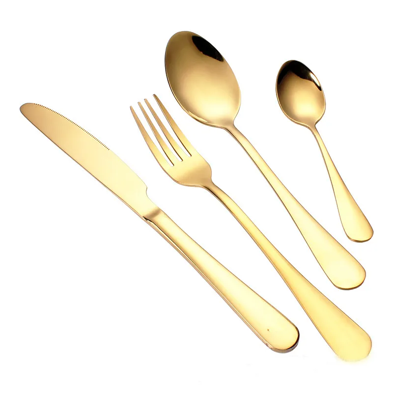 Neue Edelstahl Gold Besteck Sets Löffel Gabel Messer Tee Löffel Geschirr Set Küche Bar Utensil 4 Stil Sets WX9-377