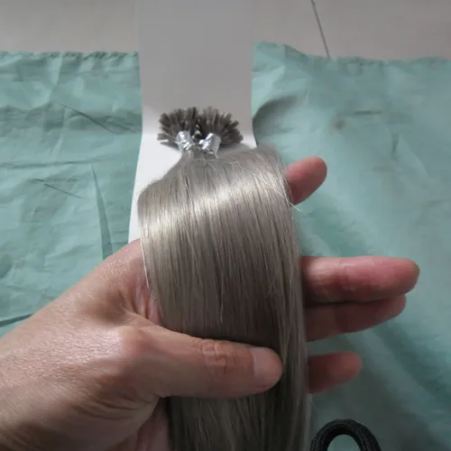 Silvergrå U TIP Hårförlängningar Human 100G Remy Pre Bonded Hair Extension 100s Silvergrå hårförlängningar Micro7713813