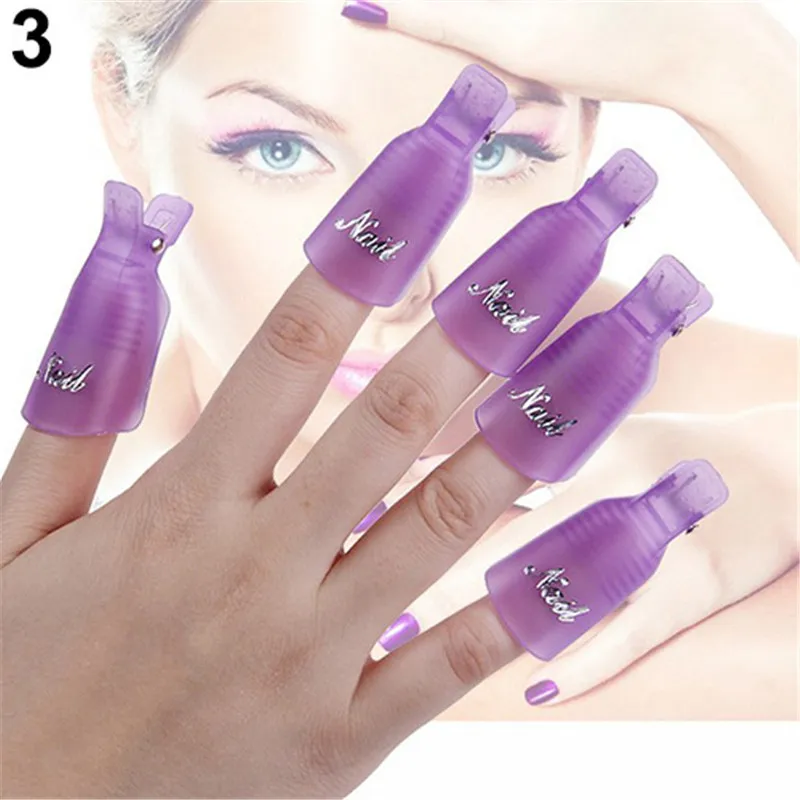 10 pièces/ensemble dissolvant de vernis à ongles pinces à ongles outil de dissolvant de vernis Gel Clips en plastique tremper les bouchons livraison gratuite