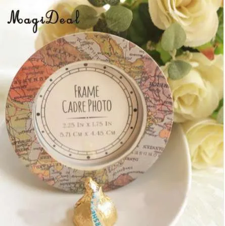 MAGIDEAL Vintage Mapa Imagem Foto quadro Crianças Mesa De Festa De Aniversário Place Card Titular Decoração Para Viagens Casamento Favores Presentes