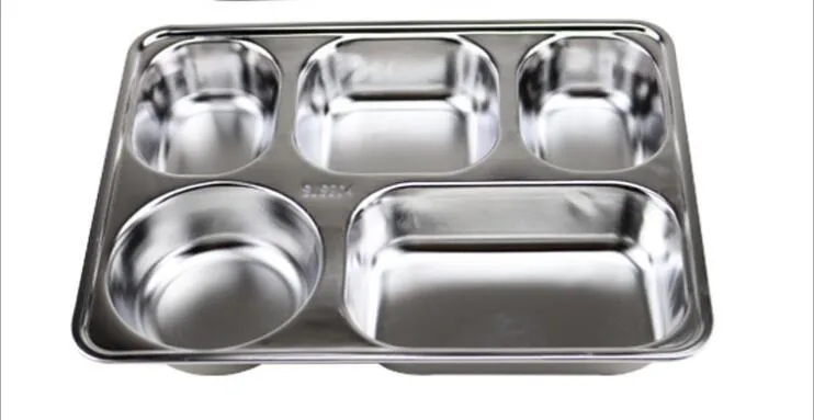 2023 neue umweltfreundliche Edelstahl-Bento-Lunchbox-Lebensmittelbehälter mit 5 Fächern mit Stahldeckel für Erwachsene und Kinder